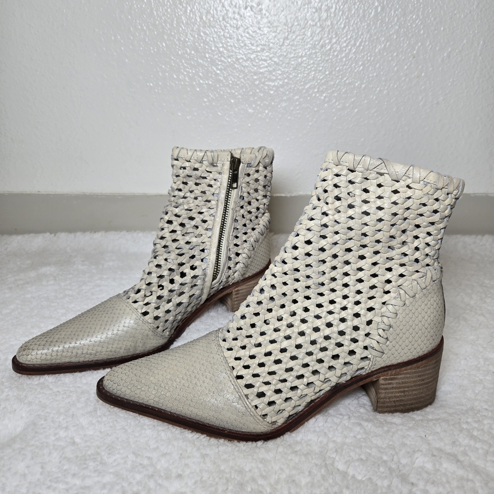 Free People Woven Cream Ankle Booties - Picture 4 of 13